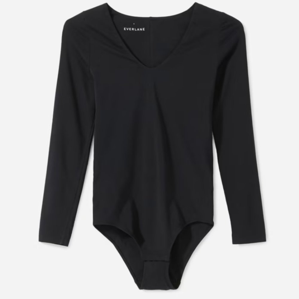 Everlane Long-Sleeve V-Neck Bodysuit - XXS